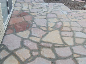 Natural Pennsylvania Bluestone flagstone patio with mortar joints installed in El Dorado Hills, CA
