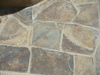 Natural Pennsylvania Bluestone flagstone patio with mortar joints installed in El Dorado Hills, CA