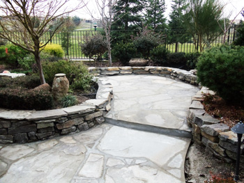 Natural Pennsylvania Bluestone flagstone patio with mortar joints installed in El Dorado Hills, CA