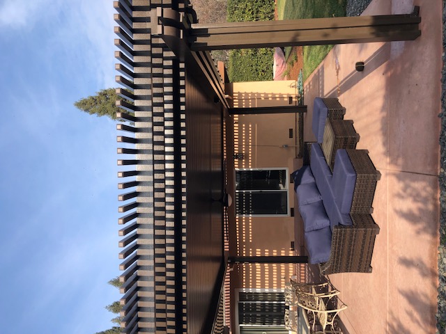 Patio on top stained concrete in Elk Grove
