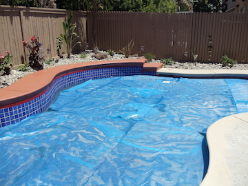 Custom Ashlar Slate stamped concrete pool deck with cool deck finish in Folsom, CA