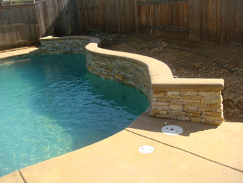 Custom Ashlar Slate stamped concrete pool deck with cool deck finish in Folsom, CA