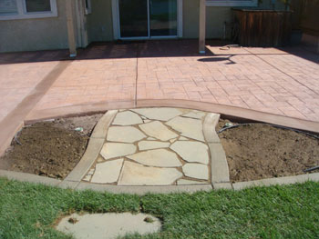Custom stamped concrete service installed by Delta Construction & Landscaping in Elk Grove.
