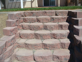 Custom poured concrete steps with Ashlar Slate stamped finish in Elk Grove, CA
