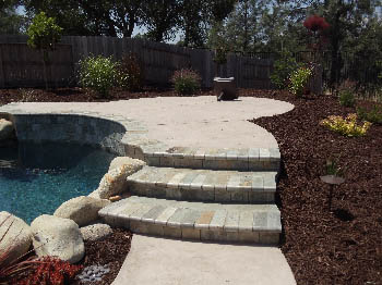 Steps to the patio area by the pool in Sacramento